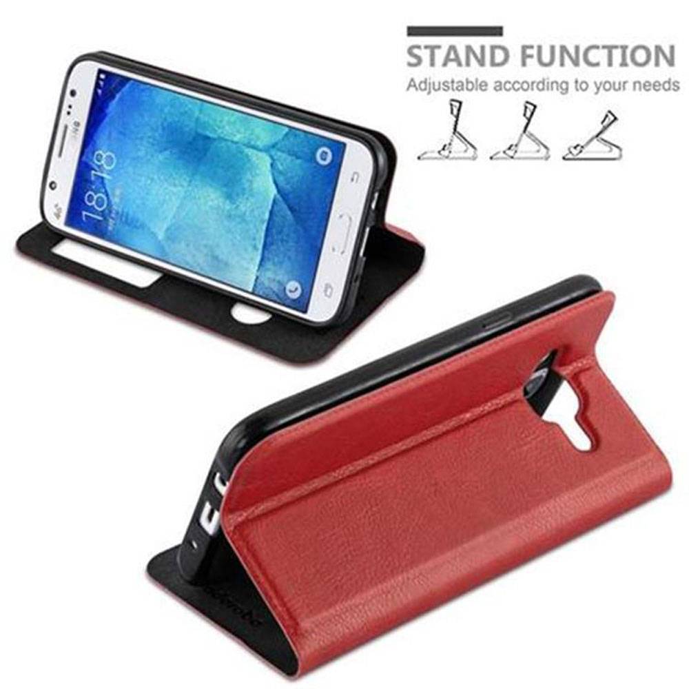 Cadorabo Schutzhülle für Samsung Galaxy J5 2015 Hülle in Rot Handyhülle Book Case Cover Etui
