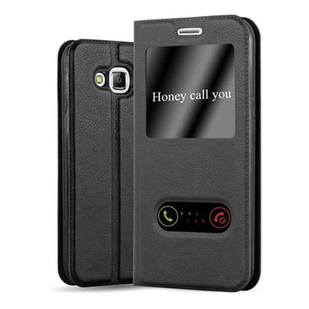 Cadorabo Schutzhülle für Samsung Galaxy J5 2015 Hülle in Schwarz Handyhülle Book Case Cover Etui