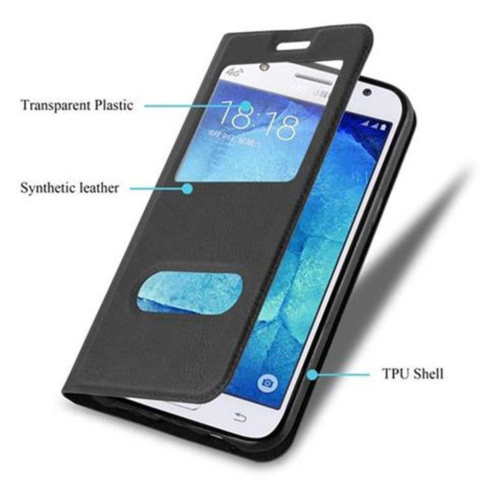Cadorabo Schutzhülle für Samsung Galaxy J5 2015 Hülle in Schwarz Handyhülle Book Case Cover Etui