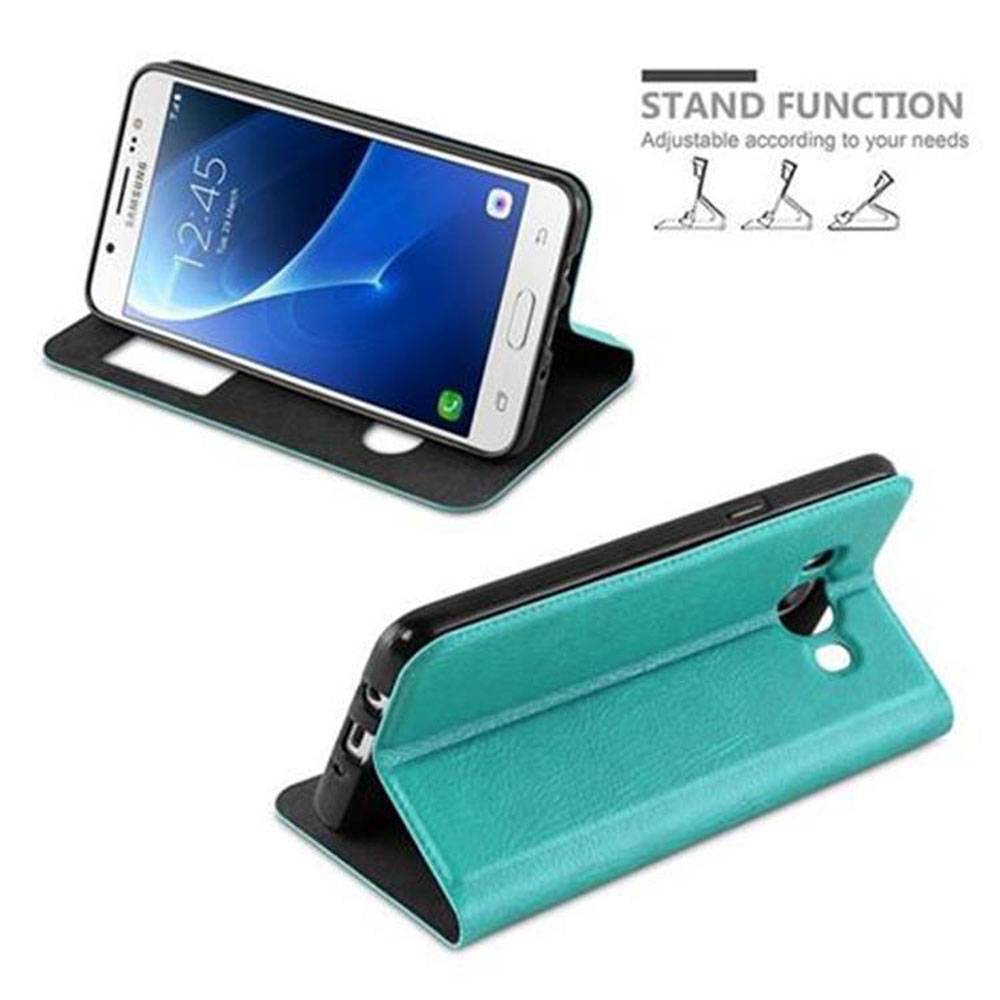 Cadorabo Schutzhülle für Samsung Galaxy J5 2016 Hülle in Türkis Handyhülle Book Case Cover Etui