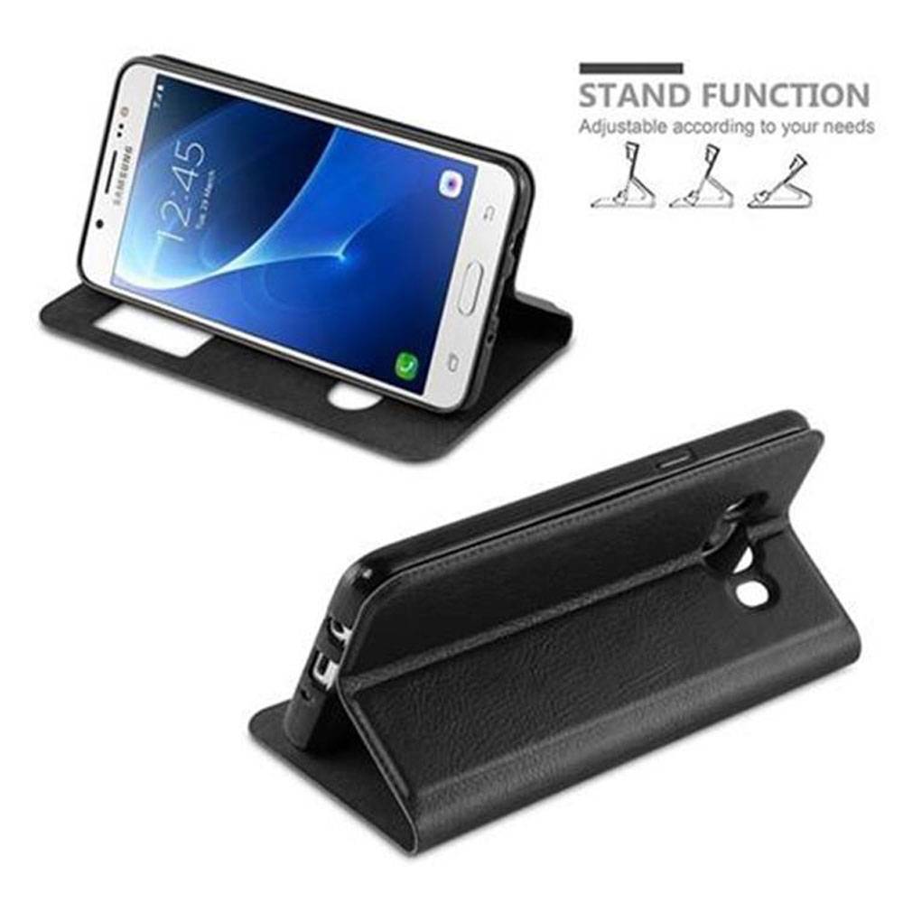 Cadorabo Schutzhülle für Samsung Galaxy J5 2016 Hülle in Schwarz Handyhülle Book Case Cover Etui