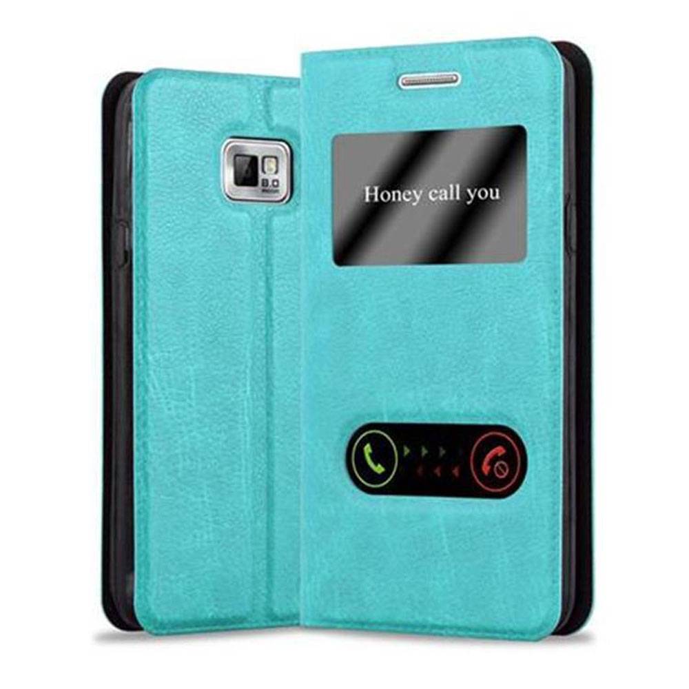 Cadorabo Schutzhülle für Samsung Galaxy S2 / S2 PLUS Hülle in Türkis Handyhülle Book Case Cover Etui