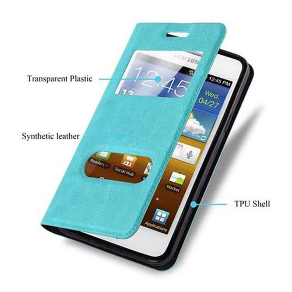 Cadorabo Schutzhülle für Samsung Galaxy S2 / S2 PLUS Hülle in Türkis Handyhülle Book Case Cover Etui