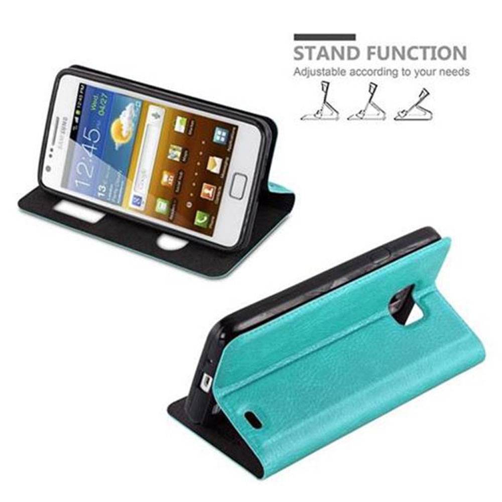 Cadorabo Schutzhülle für Samsung Galaxy S2 / S2 PLUS Hülle in Türkis Handyhülle Book Case Cover Etui