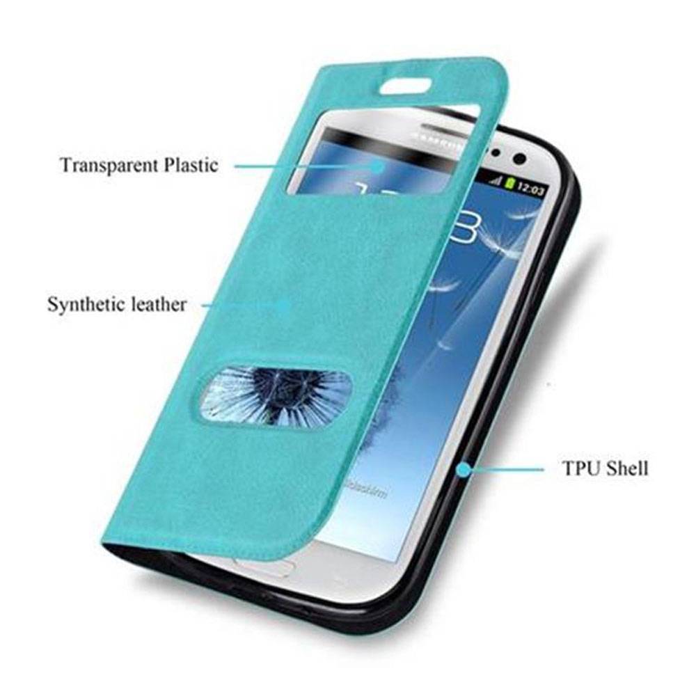 Cadorabo Schutzhülle für Samsung Galaxy S3 / S3 NEO Hülle in Türkis Handyhülle Book Case Cover Etui