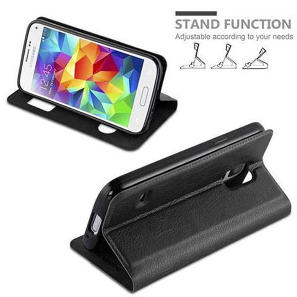 Cadorabo Schutzhülle für Samsung Galaxy S5 MINI / S5 MINI DUOS Hülle in Schwarz Handyhülle Book Case Cover Etui