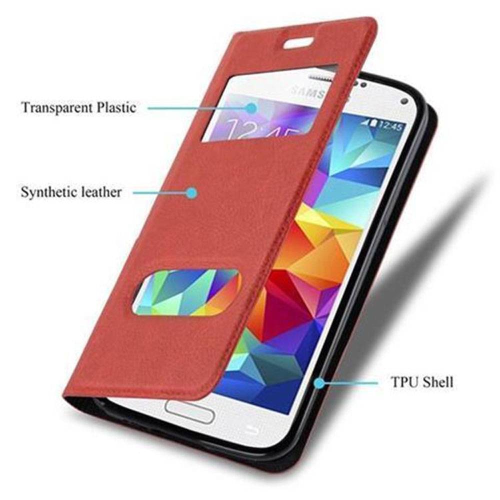 Cadorabo Schutzhülle für Samsung Galaxy S5 / S5 NEO Hülle in Rot Handyhülle Book Case Cover Etui