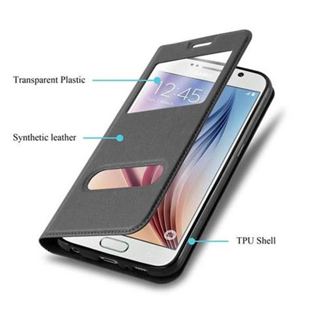 Cadorabo Schutzhülle für Samsung Galaxy S6 Hülle in Schwarz Handyhülle Book Case Cover Etui