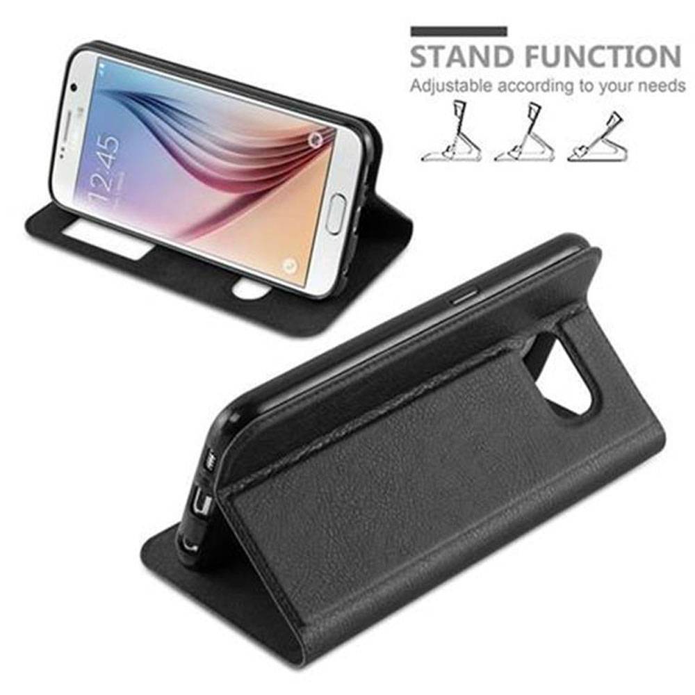 Cadorabo Schutzhülle für Samsung Galaxy S6 Hülle in Schwarz Handyhülle Book Case Cover Etui