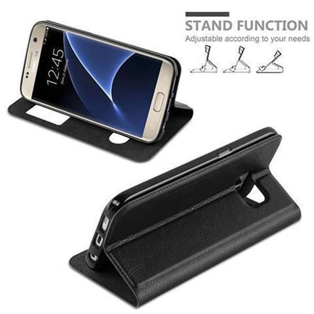 Cadorabo Schutzhülle für Samsung Galaxy S7 Hülle in Schwarz Handyhülle Book Case Cover Etui