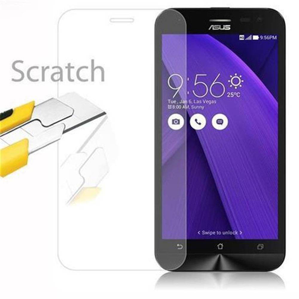 Cadorabo Panzer Folie für Asus ZenFone 2 (5.5 Zoll) Schutzfolie in Transparent Gehärtetes Tempered Display-Schutzglas