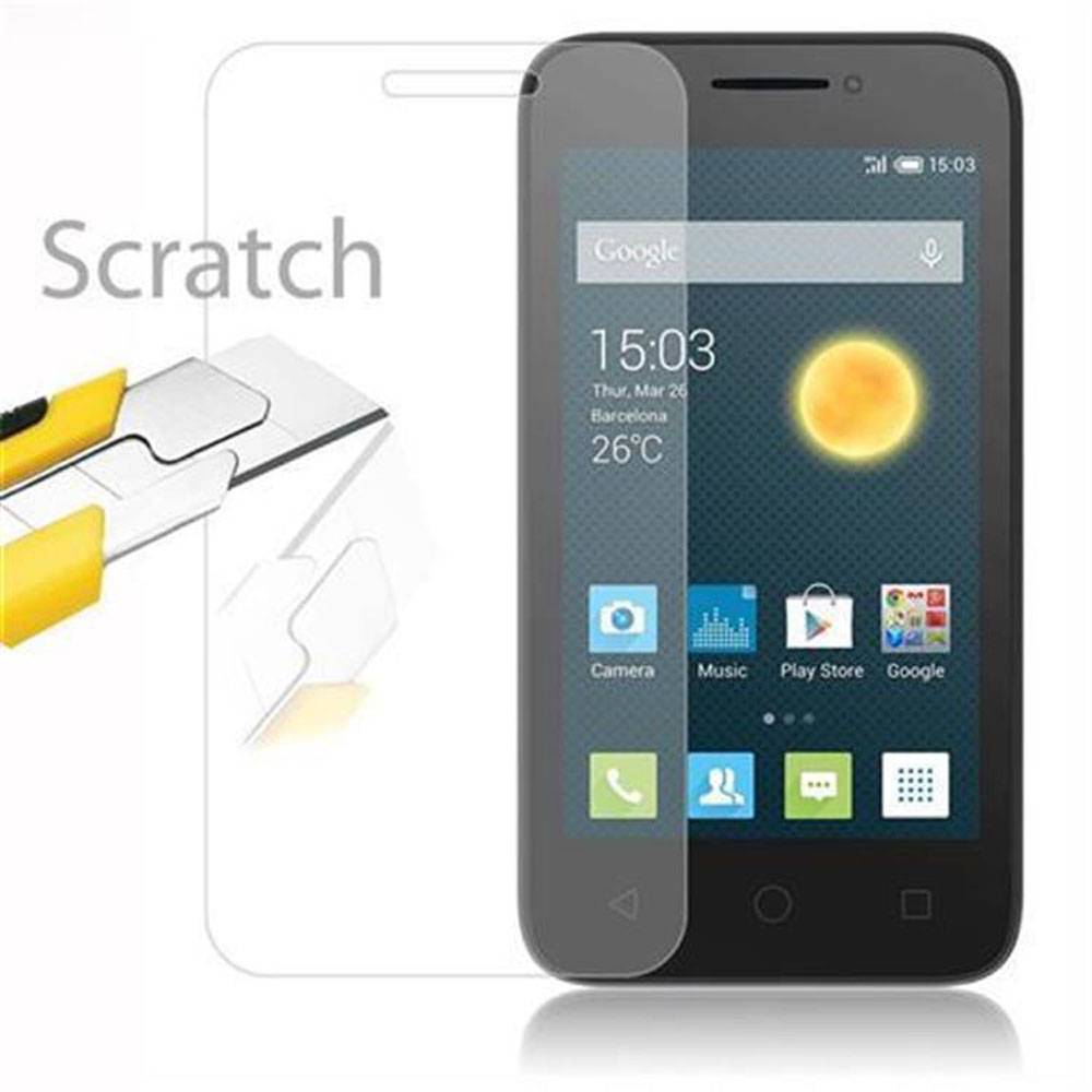 Cadorabo Panzer Folie für Alcatel PIXI 3 (4 Zoll) Schutzfolie in Transparent Gehärtetes Tempered Display-Schutzglas