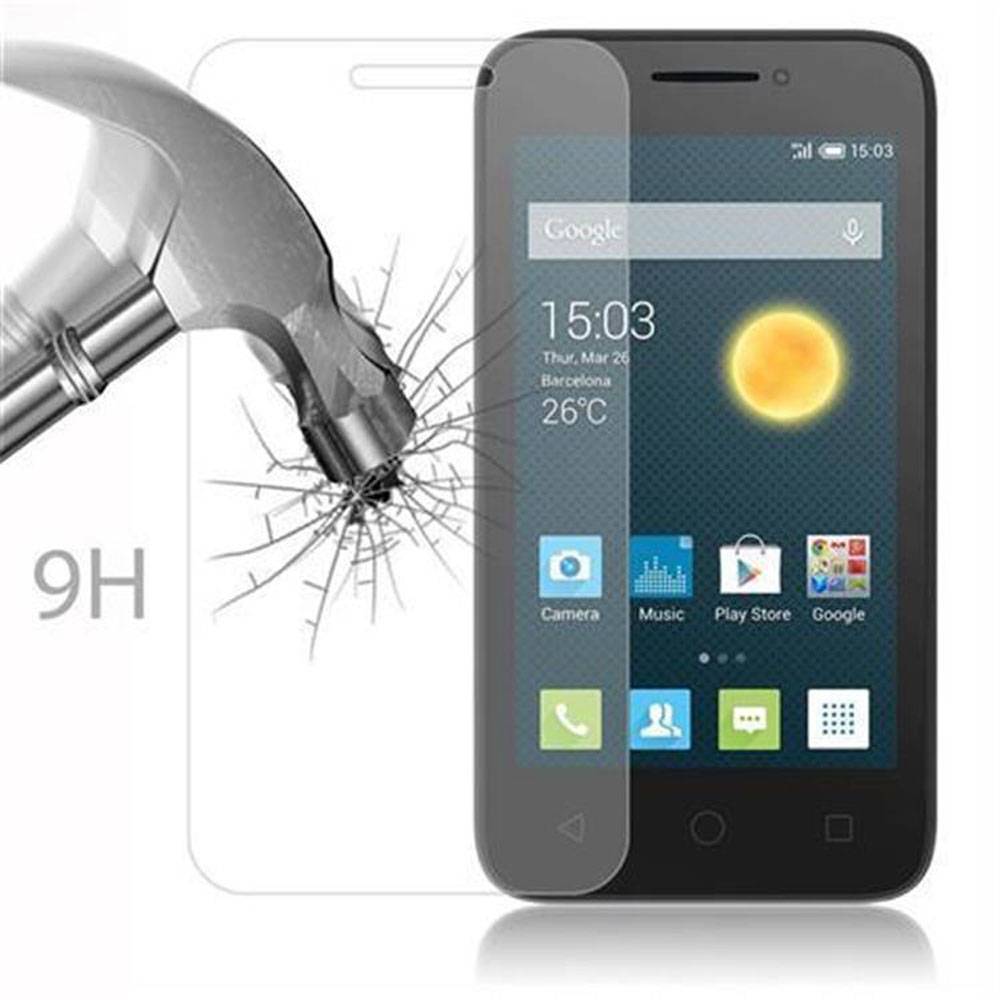 Cadorabo Panzer Folie für Alcatel PIXI 3 (4 Zoll) Schutzfolie in Transparent Gehärtetes Tempered Display-Schutzglas