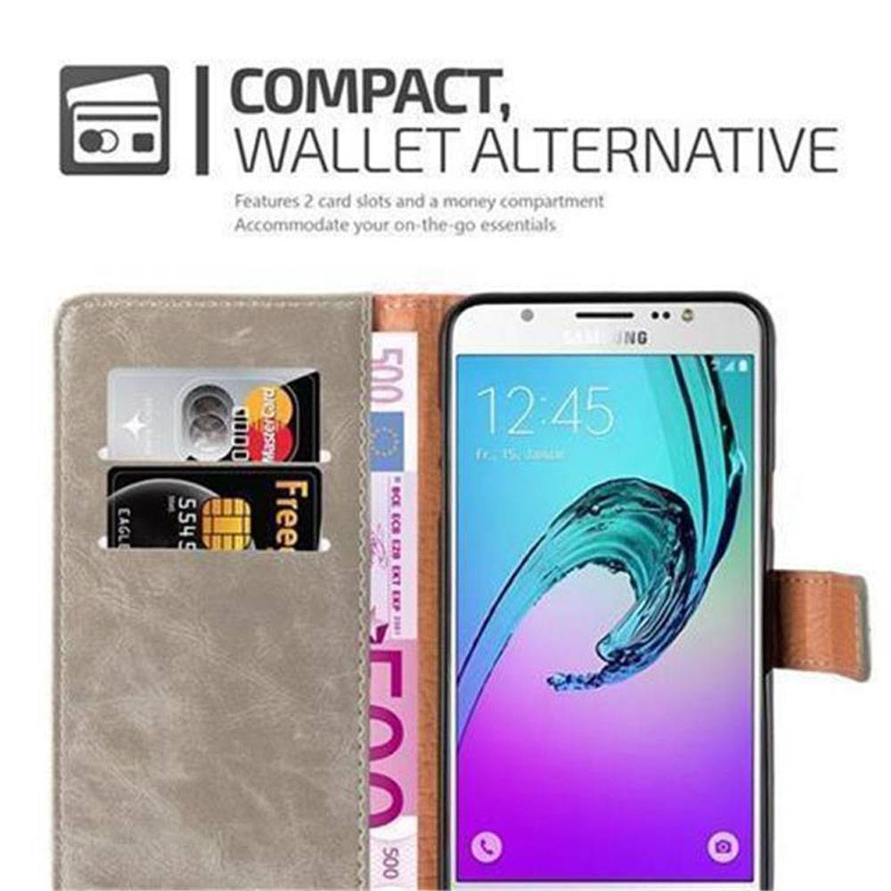 Cadorabo Hülle für Samsung Galaxy J7 2016 Schutzhülle in Braun Handyhülle Book Tasche Case Etui Luxury