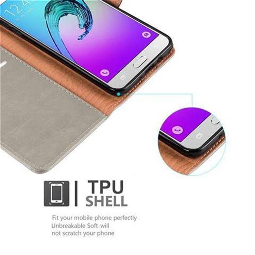 Cadorabo Hülle für Samsung Galaxy J7 2016 Schutzhülle in Braun Handyhülle Book Tasche Case Etui Luxury