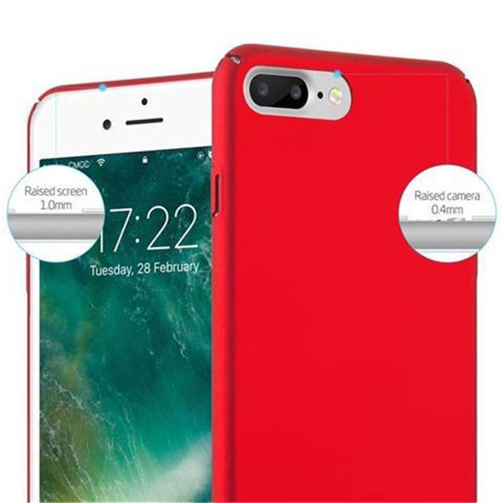 Cadorabo Hülle für Apple iPhone 7 PLUS / 7S PLUS / 8 PLUS Schutzhülle in Rot Hard Case Handy Hülle Etui