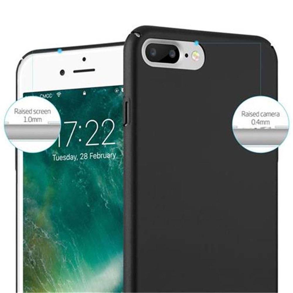 Cadorabo Hülle für Apple iPhone 7 PLUS / 7S PLUS / 8 PLUS Schutzhülle in Schwarz Hard Case Handy Hülle Etui