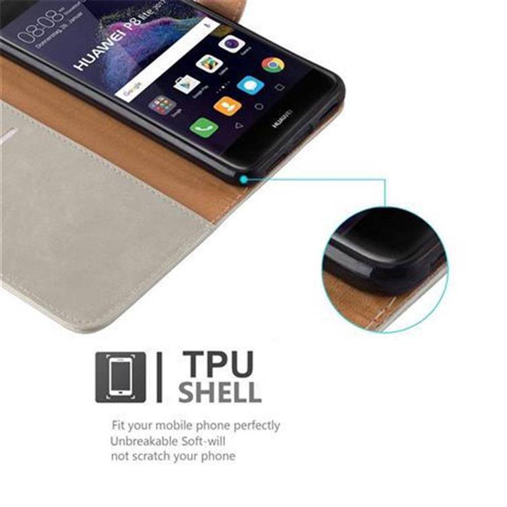 Cadorabo Hülle für Huawei P8 LITE 2017 / P9 LITE 2017 Schutzhülle in Braun Handyhülle Book Tasche Case Etui Luxury