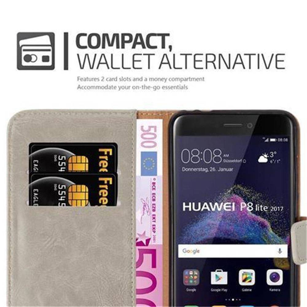 Cadorabo Hülle für Huawei P8 LITE 2017 / P9 LITE 2017 Schutzhülle in Braun Handyhülle Book Tasche Case Etui Luxury
