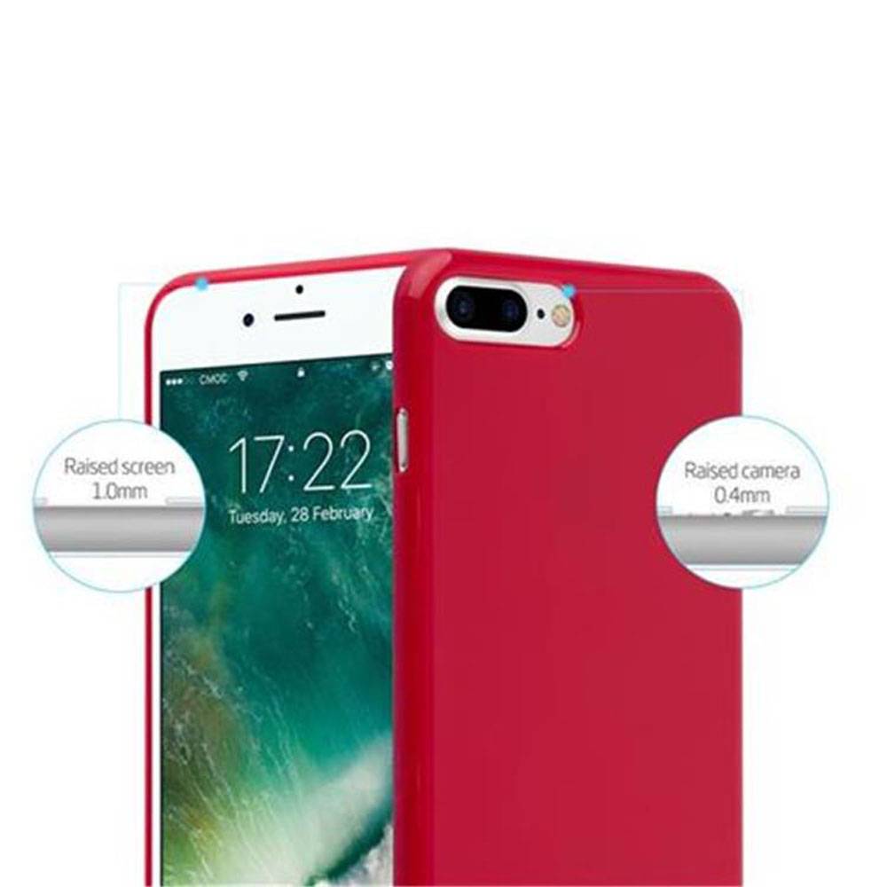 Cadorabo Schutzhülle für Apple iPhone 7 PLUS / 7S PLUS / 8 PLUS Hülle in Rot TPU Etui Hülle Case Cover