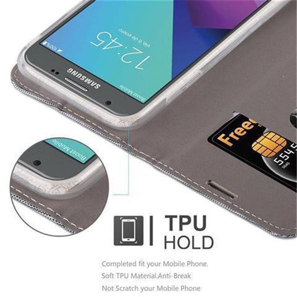 Cadorabo Hülle für Samsung Galaxy J5 2017 US Version Schutzhülle in Grau Handy Hülle Etui Book Case Cover