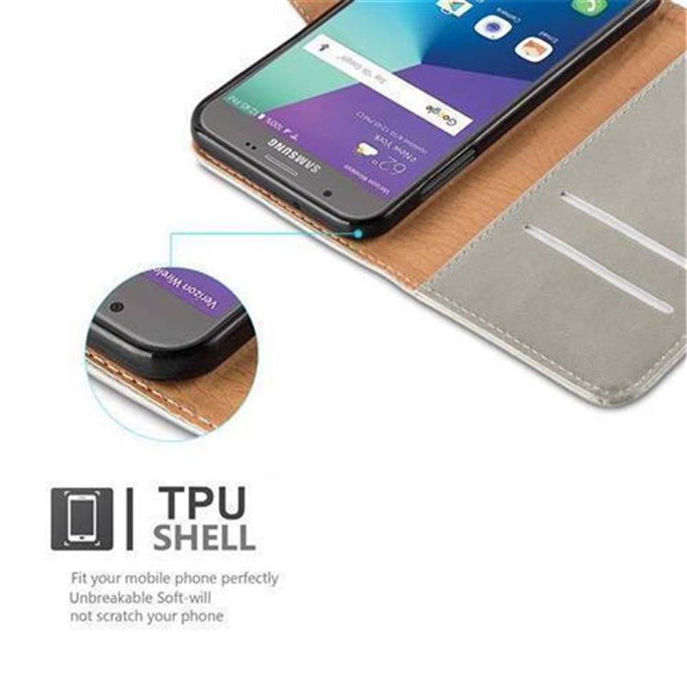 Cadorabo Hülle für Samsung Galaxy J3 2017 US Version Schutzhülle in Braun Handyhülle Book Tasche Case Etui Luxury