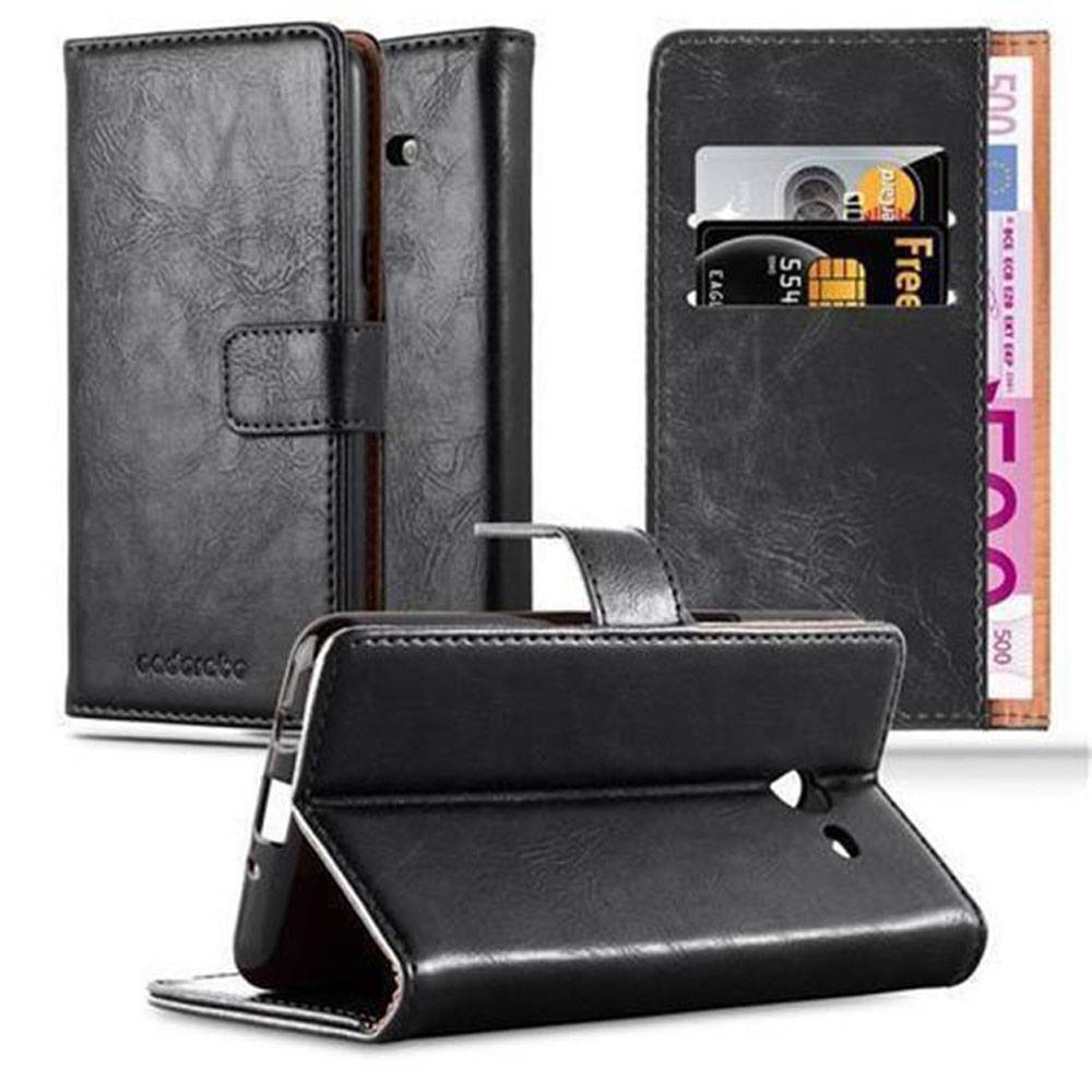 Cadorabo Hülle für Samsung Galaxy J3 2017 US Version Schutzhülle in Schwarz Handyhülle Book Tasche Case Etui Luxury