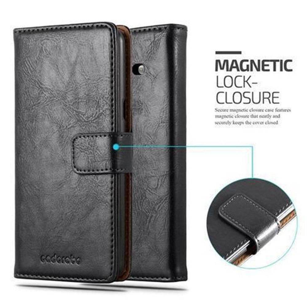 Cadorabo Hülle für Samsung Galaxy J3 2017 US Version Schutzhülle in Schwarz Handyhülle Book Tasche Case Etui Luxury