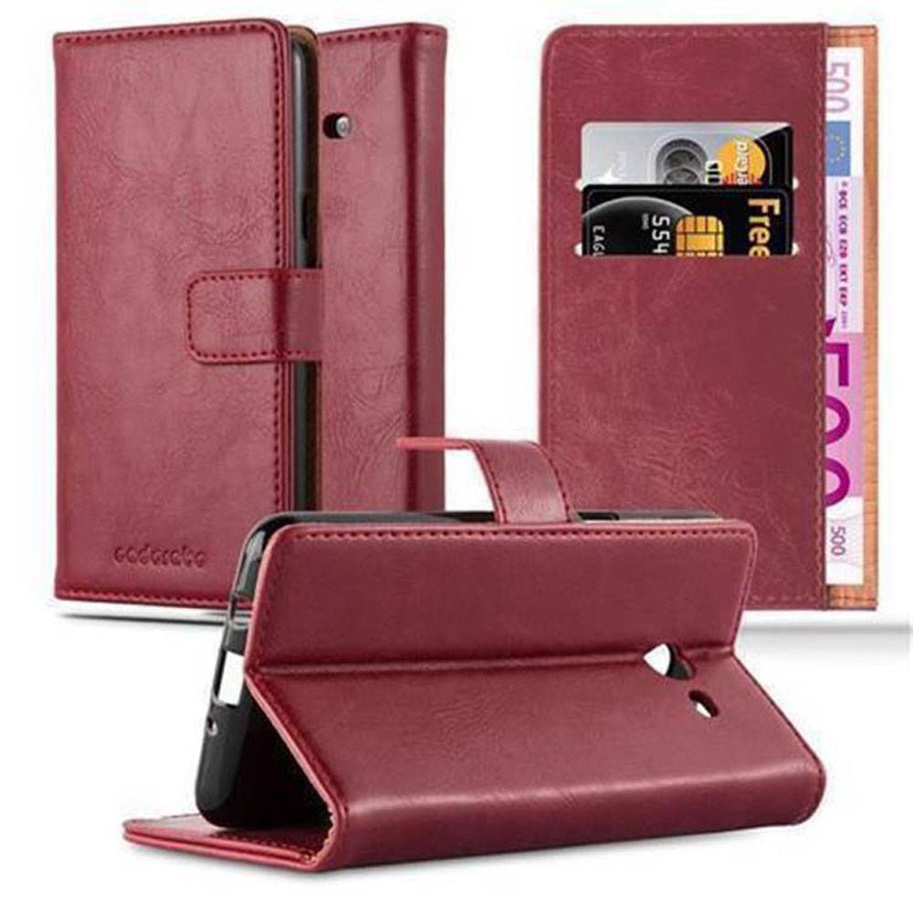 Cadorabo Hülle für Samsung Galaxy J3 2017 US Version Schutzhülle in Rot Handyhülle Book Tasche Case Etui Luxury
