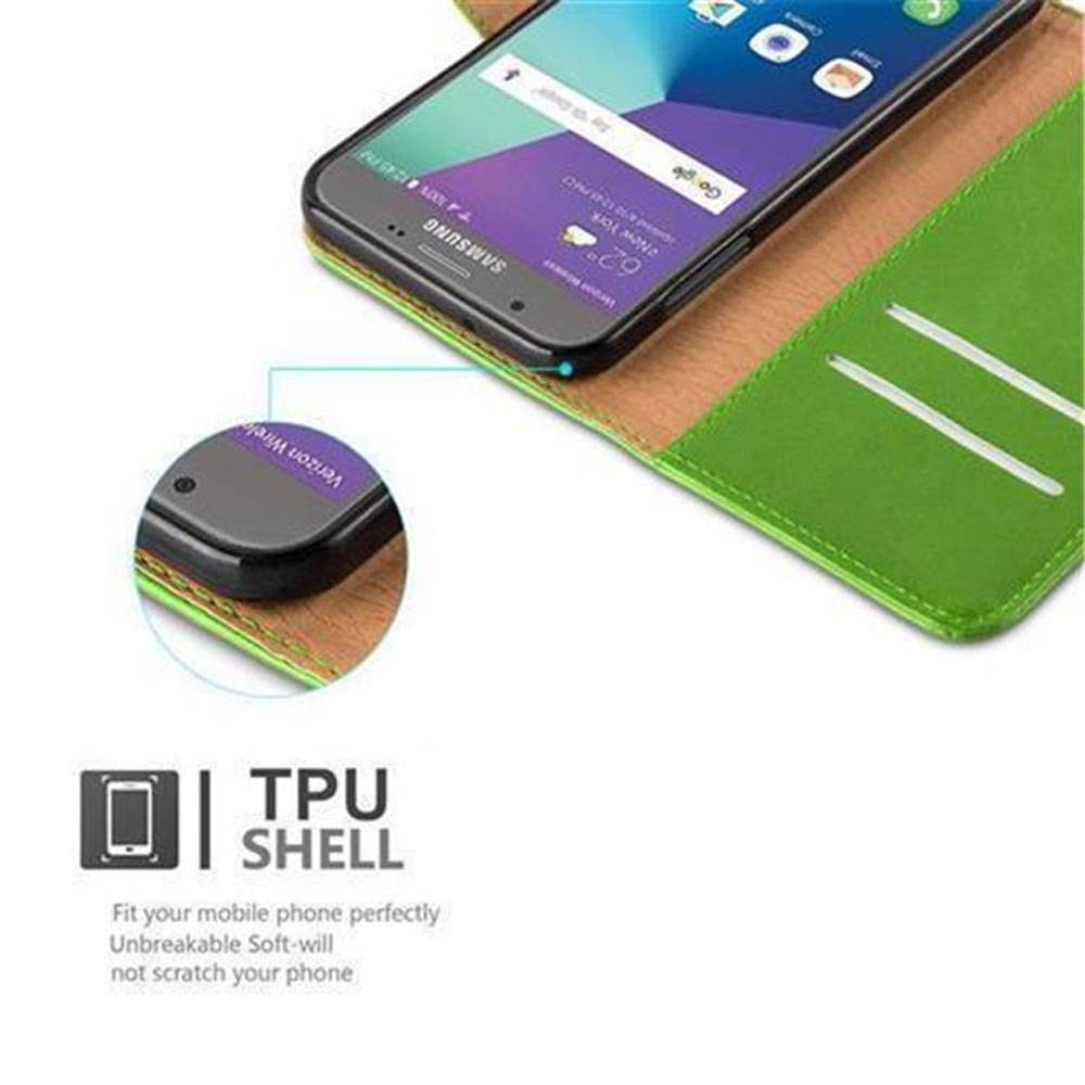 Cadorabo Hülle für Samsung Galaxy J5 2017 US Version Schutzhülle in Grün Handyhülle Book Tasche Case Etui Luxury