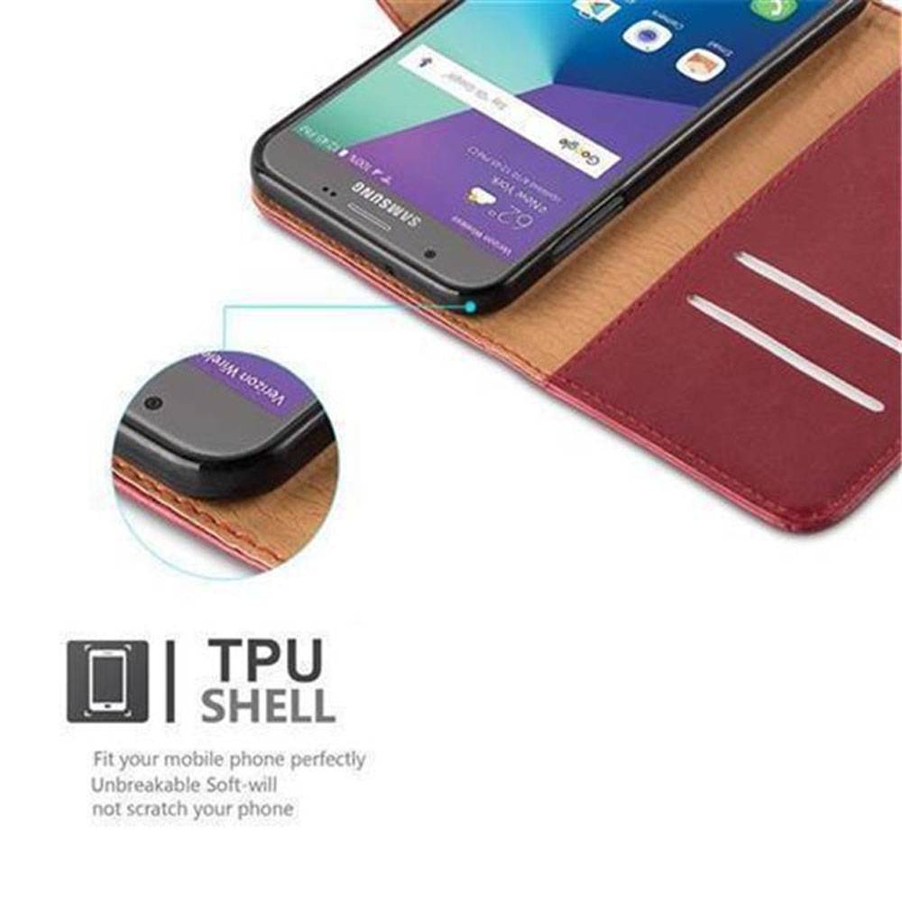 Cadorabo Hülle für Samsung Galaxy J5 2017 US Version Schutzhülle in Rot Handyhülle Book Tasche Case Etui Luxury