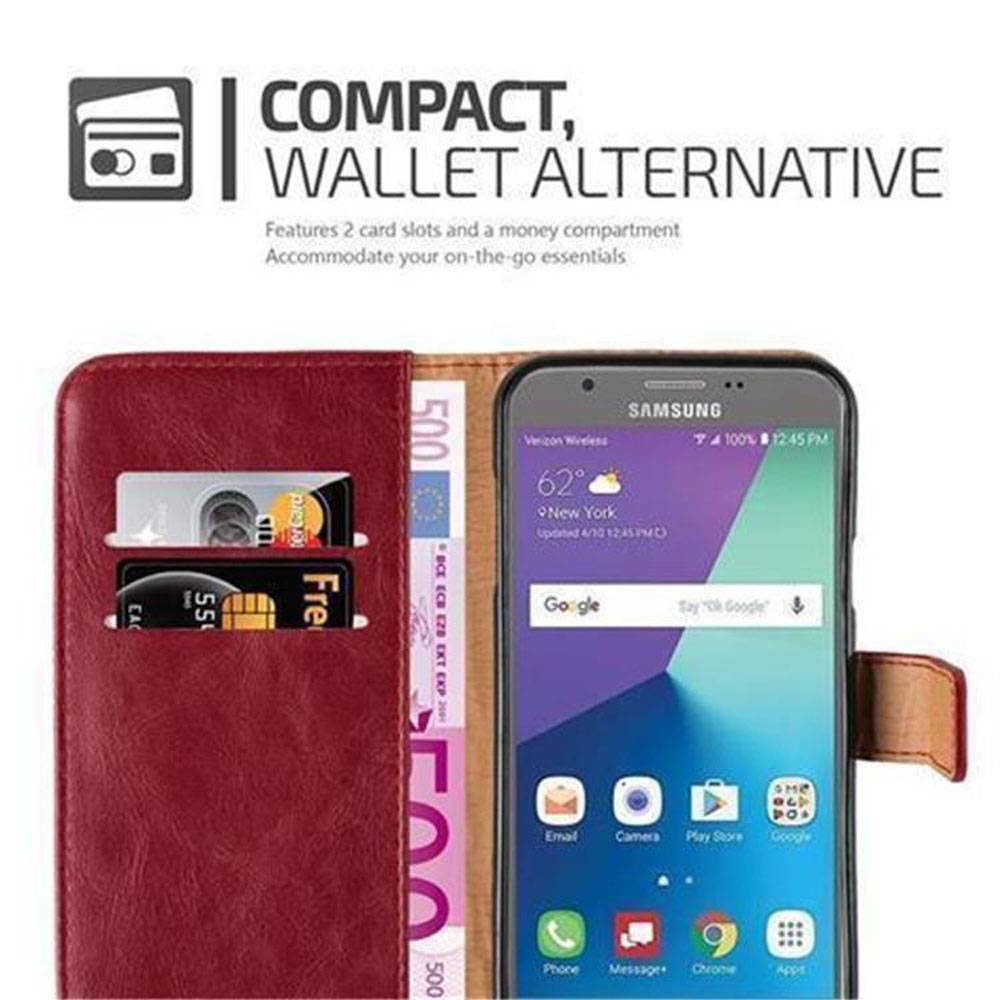Cadorabo Hülle für Samsung Galaxy J5 2017 US Version Schutzhülle in Rot Handyhülle Book Tasche Case Etui Luxury