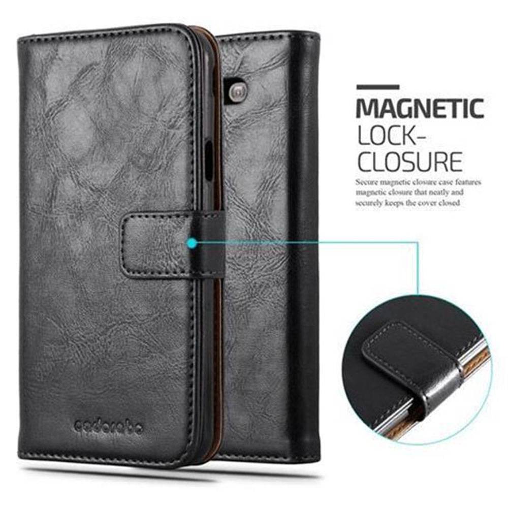 Cadorabo Hülle für Samsung Galaxy J7 2017 US Version Schutzhülle in Schwarz Handyhülle Book Tasche Case Etui Luxury