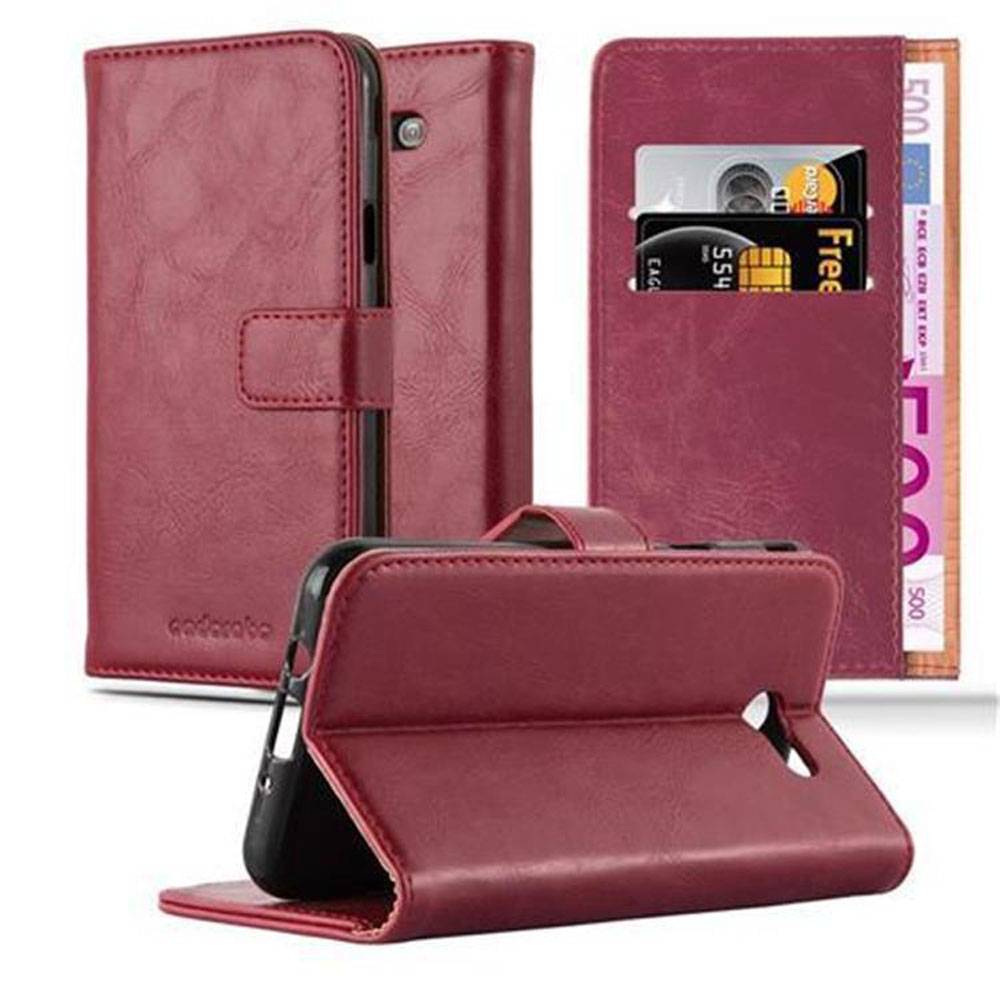 Cadorabo Hülle für Samsung Galaxy J7 2017 US Version Schutzhülle in Rot Handyhülle Book Tasche Case Etui Luxury