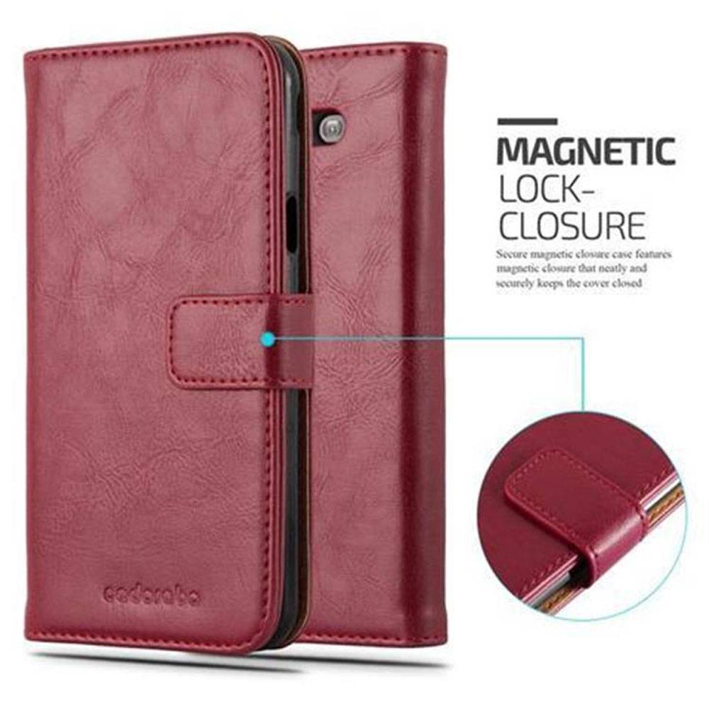 Cadorabo Hülle für Samsung Galaxy J7 2017 US Version Schutzhülle in Rot Handyhülle Book Tasche Case Etui Luxury