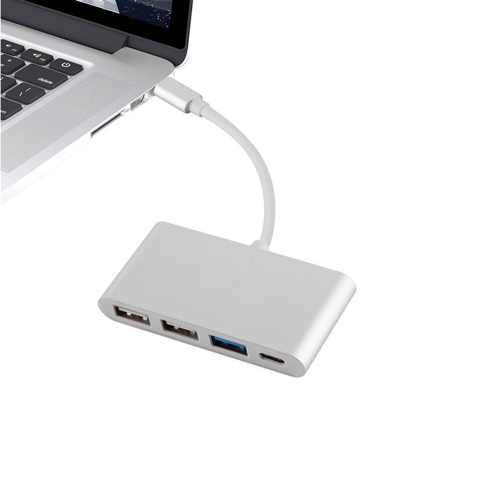 Cadorabo 4-Port USB Multischnittstelle Plug & Play mit USB-C Anschluss, USB-C Ladebuchse, 2 USB 2.0 und USB 3.0 Ports