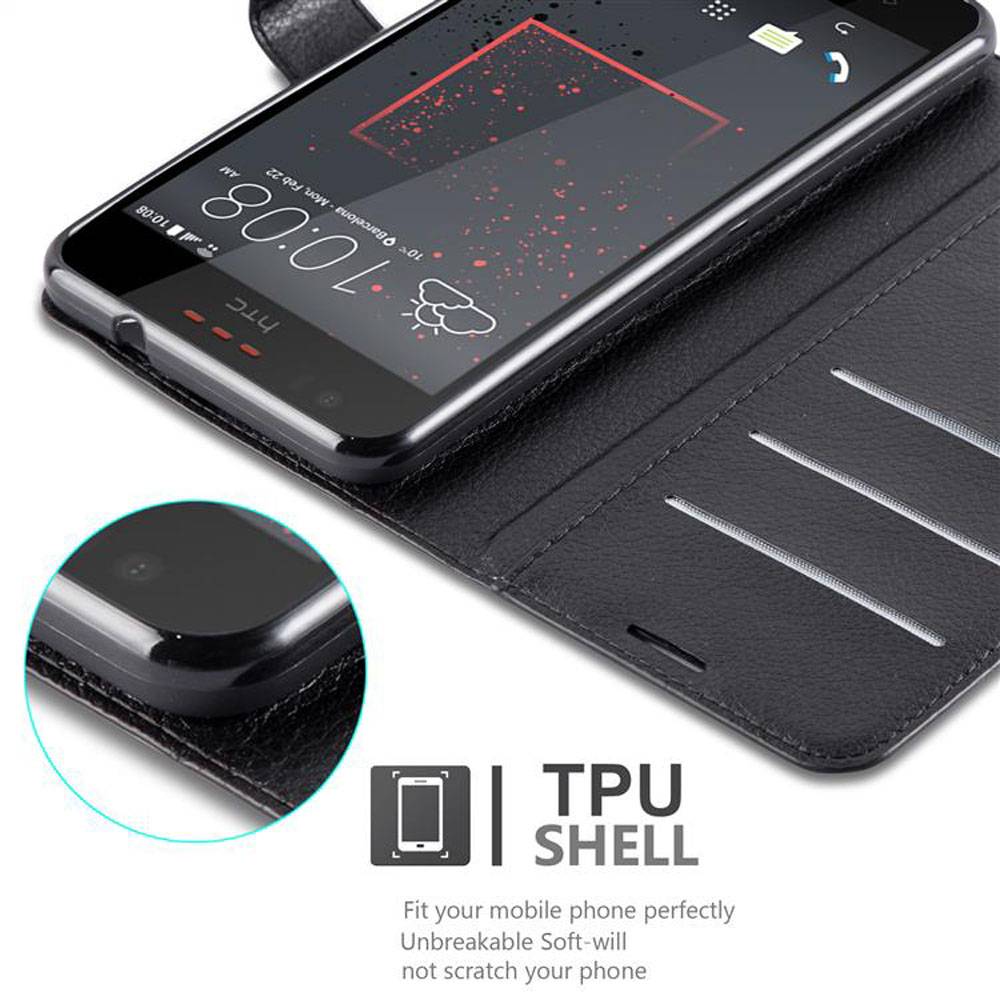 Cadorabo Hülle für HTC Desire 10 LIFESTYLE / Desire 825 Schutz Hülle in Schwarz Handyhülle Etui Case Cover