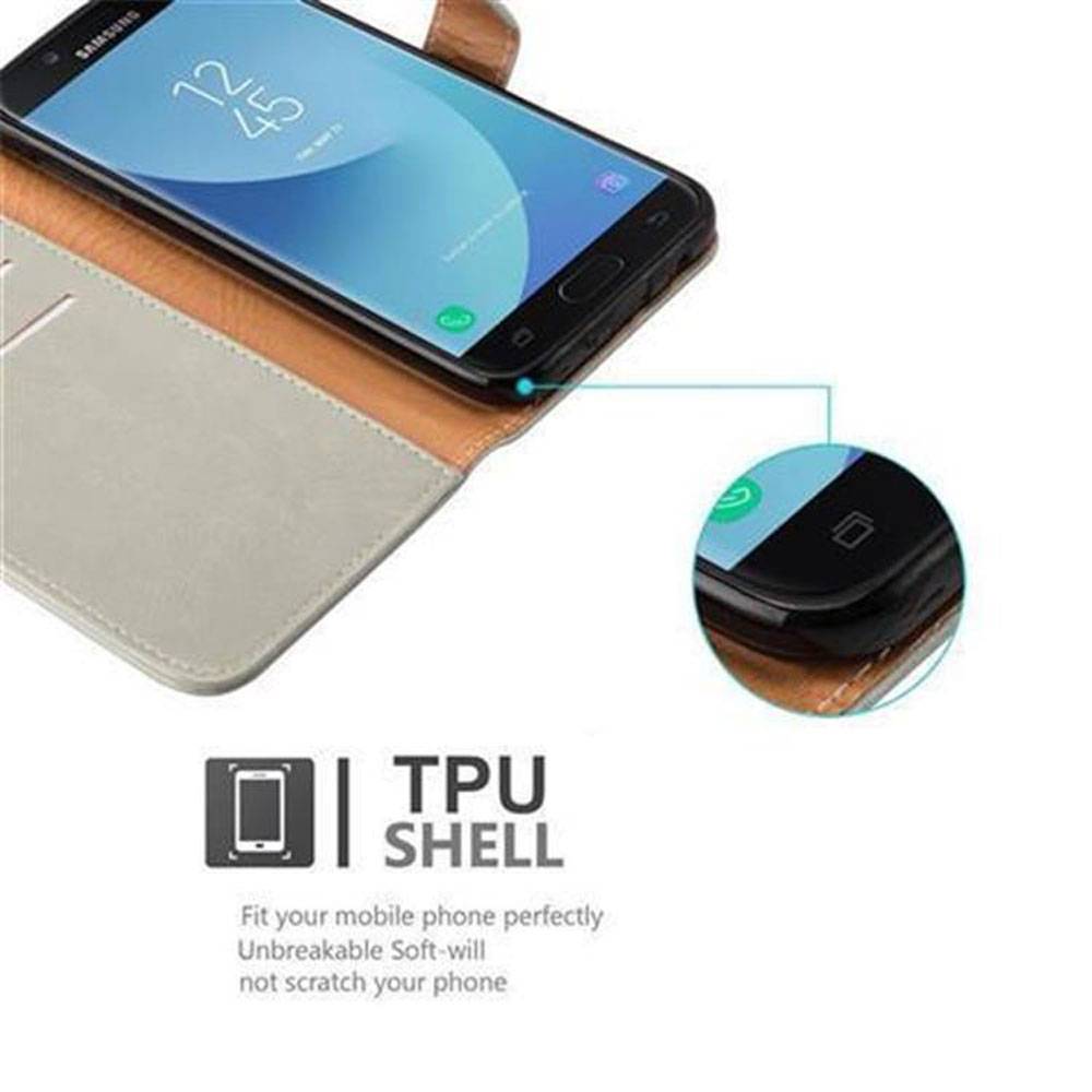 Cadorabo Hülle für Samsung Galaxy J5 2017 Schutzhülle in Braun Handyhülle Book Tasche Case Etui Luxury