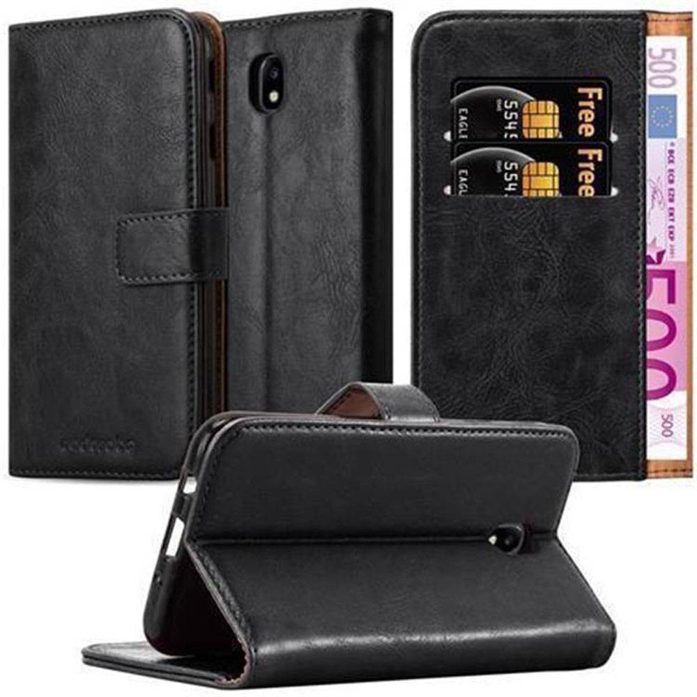 Cadorabo Hülle für Samsung Galaxy J7 2017 Schutzhülle in Schwarz Handyhülle Book Tasche Case Etui Luxury