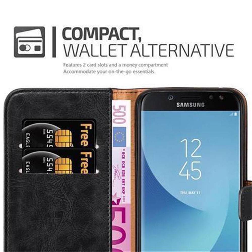 Cadorabo Hülle für Samsung Galaxy J7 2017 Schutzhülle in Schwarz Handyhülle Book Tasche Case Etui Luxury