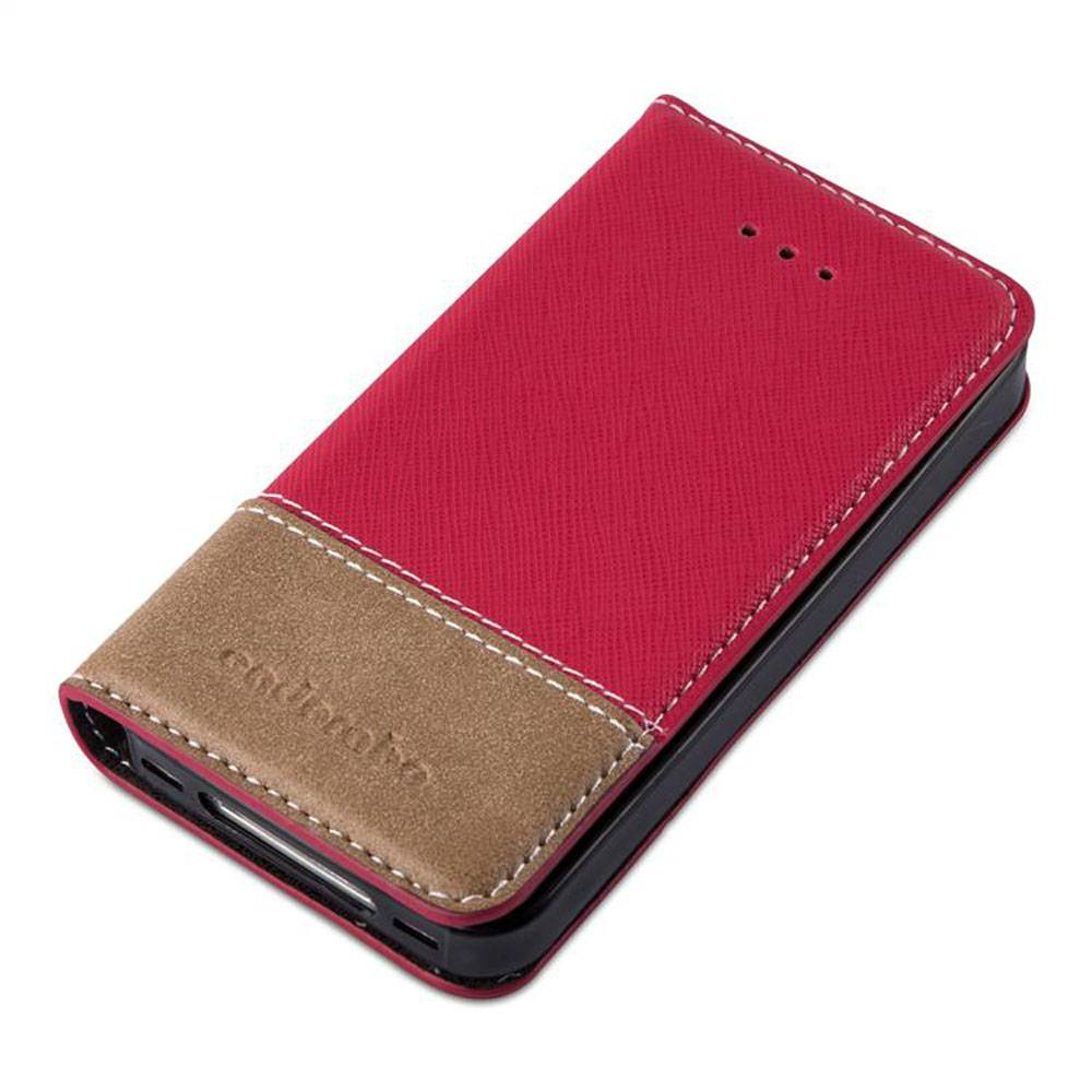 Cadorabo Hülle für Apple iPhone 4 / 4S Schutzhülle in Rot SHandyhülle Book Case Etui Kunstleder