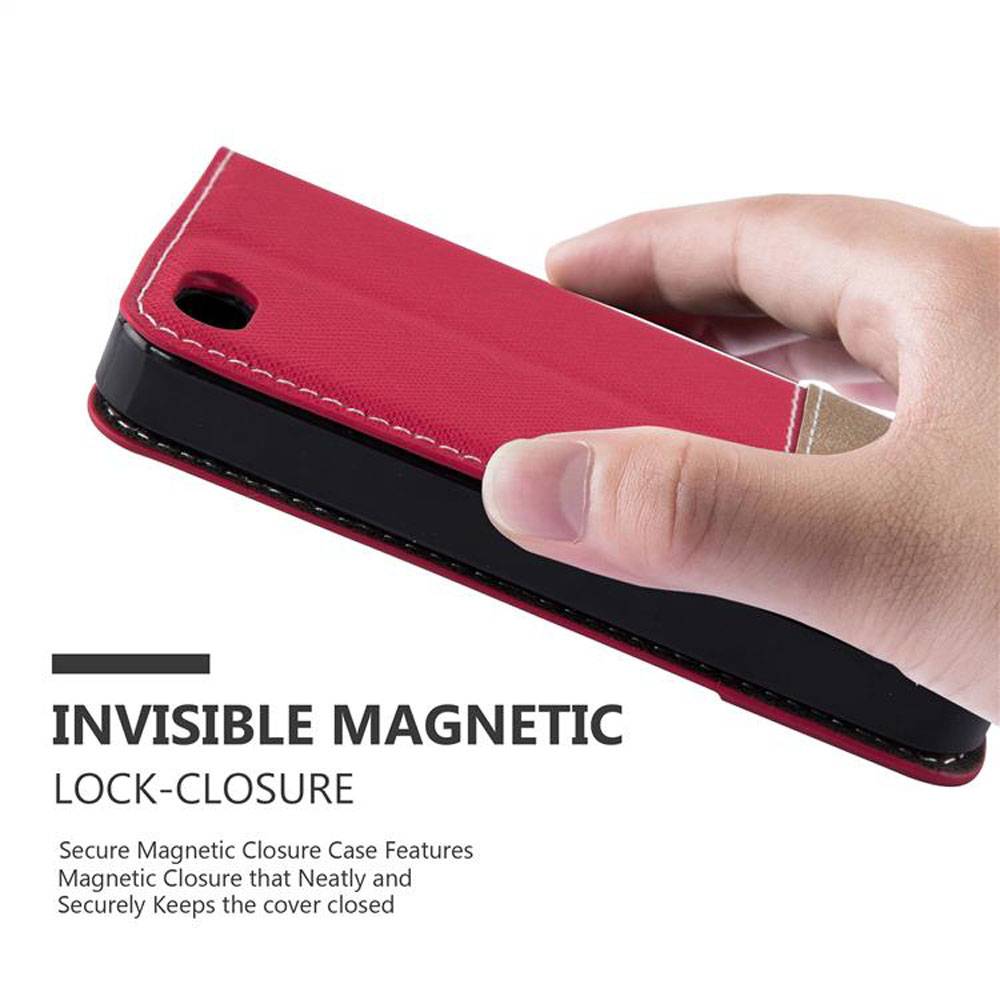 Cadorabo Hülle für Apple iPhone 4 / 4S Schutzhülle in Rot SHandyhülle Book Case Etui Kunstleder