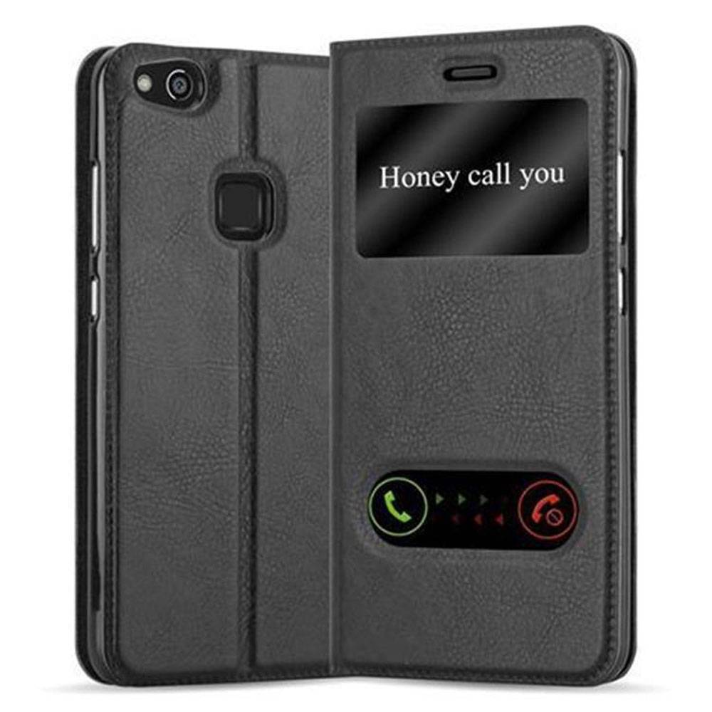Cadorabo Schutzhülle für Huawei P10 LITE Hülle in Schwarz Handyhülle Book Case Cover Etui