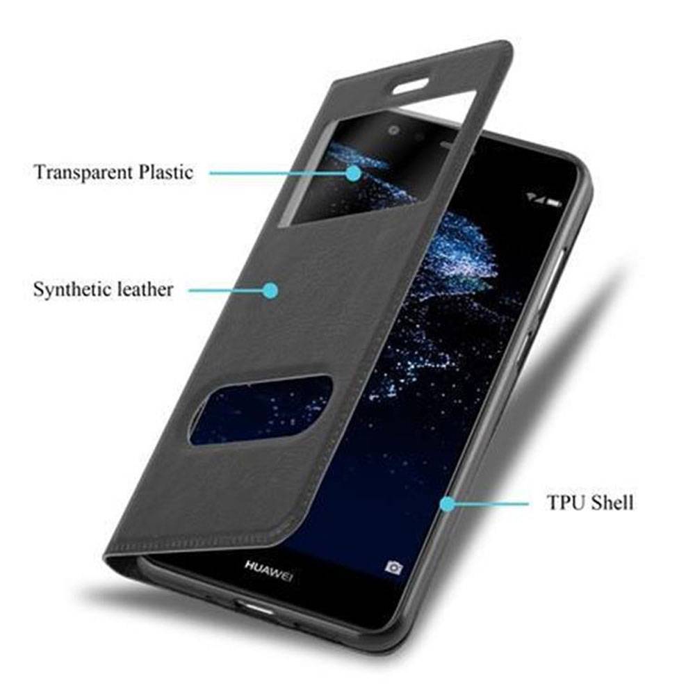 Cadorabo Schutzhülle für Huawei P10 LITE Hülle in Schwarz Handyhülle Book Case Cover Etui