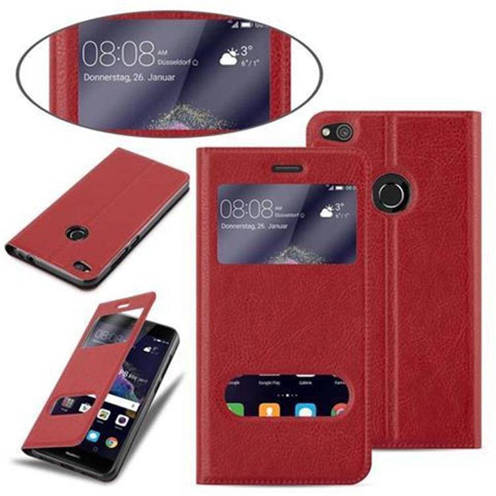 Cadorabo Schutzhülle für Huawei P8 LITE 2017 / P9 LITE 2017 Hülle in Rot Handyhülle Book Case Cover Etui