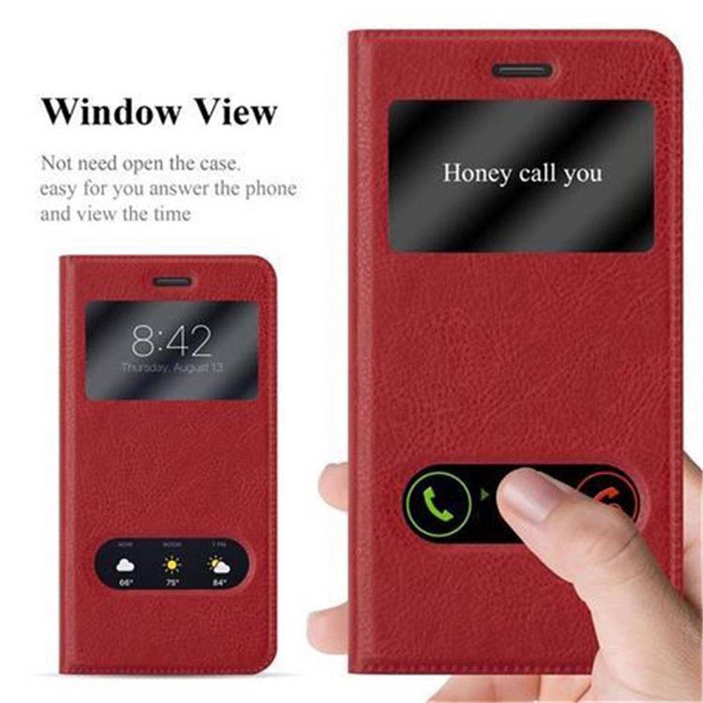 Cadorabo Schutzhülle für Huawei P8 LITE 2017 / P9 LITE 2017 Hülle in Rot Handyhülle Book Case Cover Etui