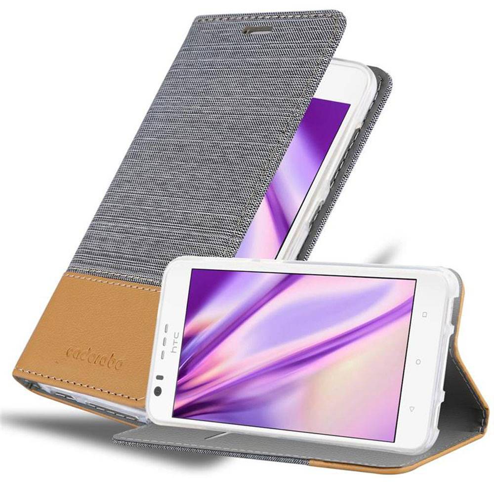 Cadorabo Hülle für HTC Desire 10 LIFESTYLE / Desire 825 Schutzhülle in Grau Handy Hülle Etui Book Case Cover