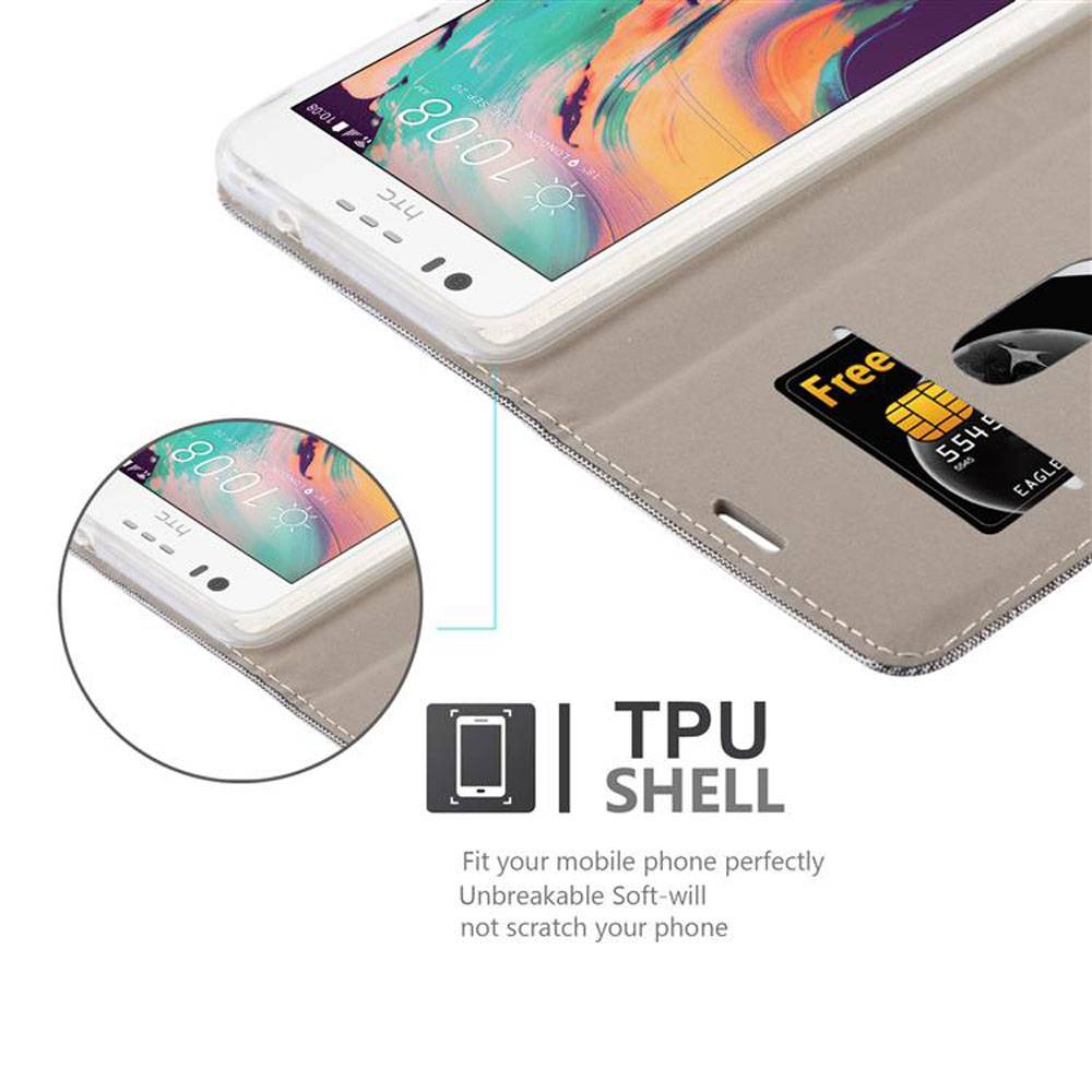 Cadorabo Hülle für HTC Desire 10 LIFESTYLE / Desire 825 Schutzhülle in Grau Handy Hülle Etui Book Case Cover