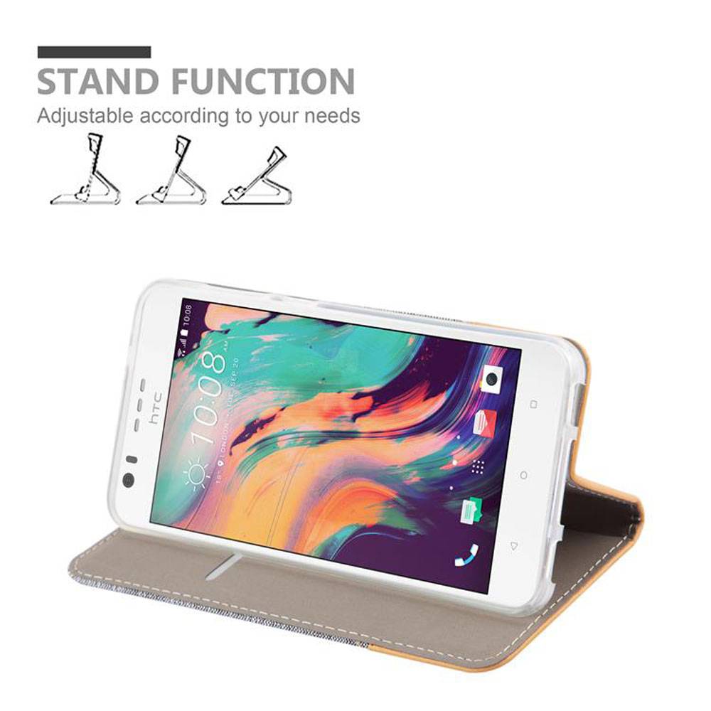 Cadorabo Hülle für HTC Desire 10 LIFESTYLE / Desire 825 Schutzhülle in Grau Handy Hülle Etui Book Case Cover