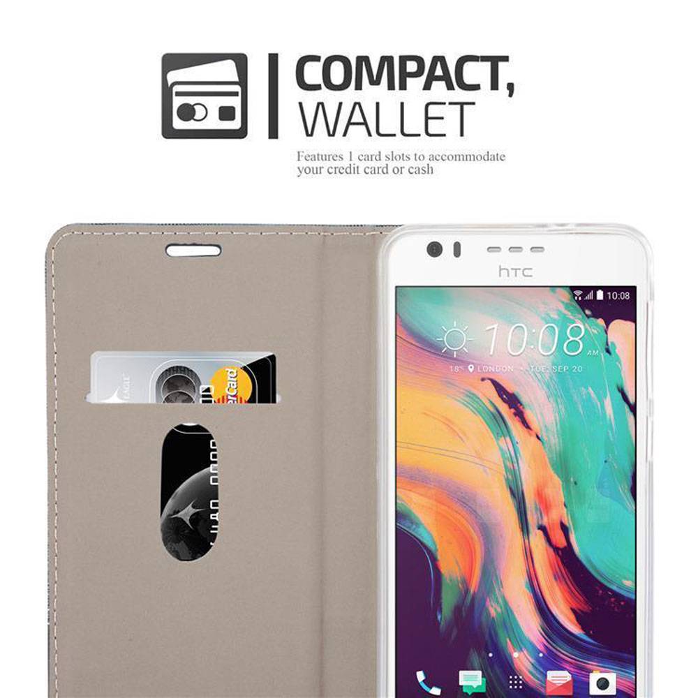 Cadorabo Hülle für HTC Desire 10 LIFESTYLE / Desire 825 Schutzhülle in Grau Handy Hülle Etui Book Case Cover